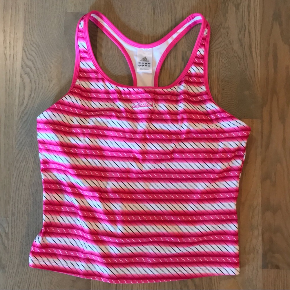 Adidas Pink Stripe Racerback Tank - XL